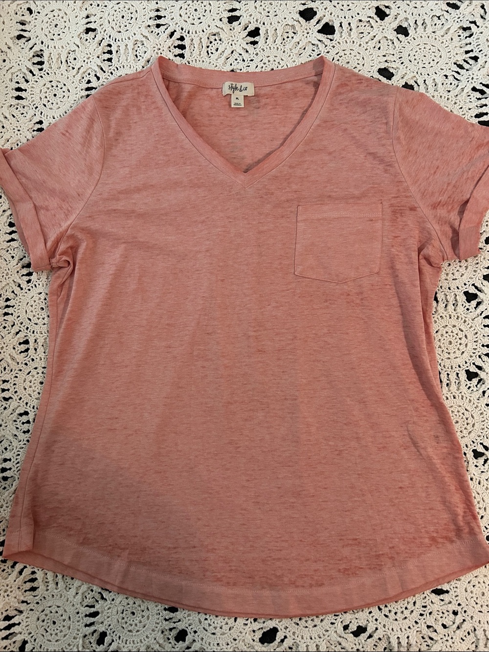 Style & Co. Dusty Rose V-Neck Pocket Tee